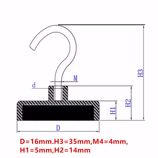 Picture of N52 16x35mm Magnetic Strong Hook Pot Magnet Neodymium Magnet Salvage Tool