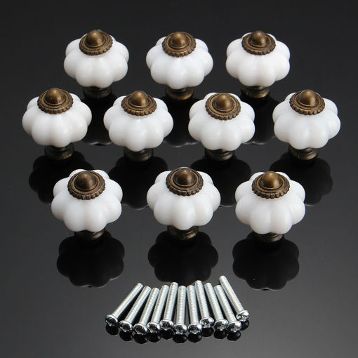 Picture of 10Pcs Vintage Door Knobs Cabinet Drawer Cupboard Furniture Kitchen Pull Handles