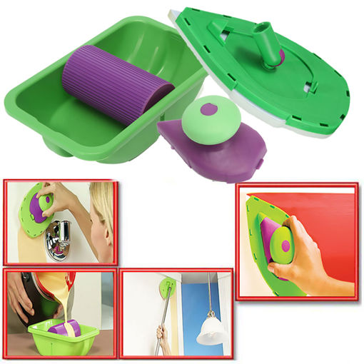 Immagine di DIY Home Painting Pad Kit Roller Brush Tray Paint Rollers Kit Painting Roller Tray Brush