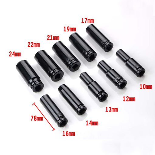 Immagine di 10pcs 1/2 inch Drive Deep Impact Metric Socket Set 10-24mm Air Garage Socket Wrench Tool