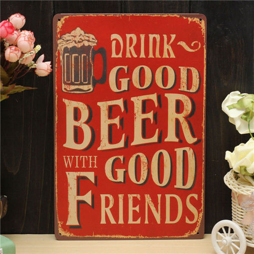 Immagine di Beer Sheet Metal Drawing Metal Painting Tin Shop Pub Wall Tavern Poster Sign