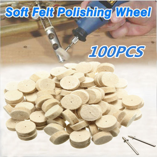 Immagine di 100pcs Wool Felt Polishing Buffing Round Wheels with 2 Shank 13x7mm/25x7mm