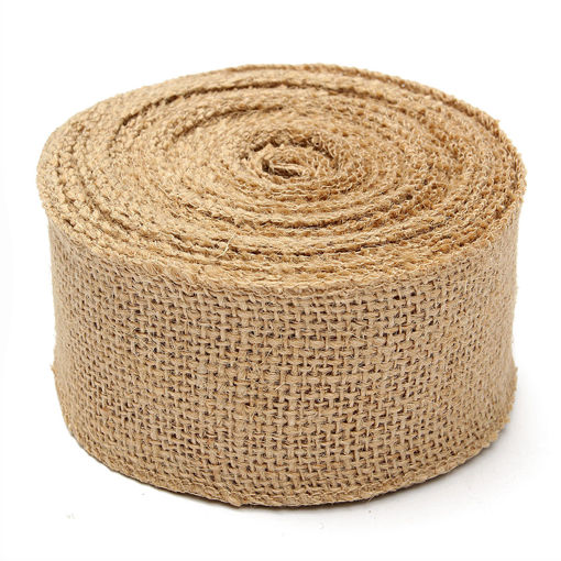 Immagine di 50mm Natural Jute Hessian Burlap Ribbon Roll Vintage Wedding Party Decor Craft Belt Strap