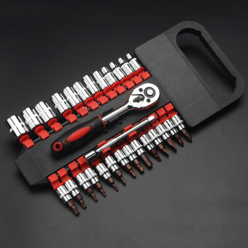 Picture of 28Pcs 1/4inch Ratchet Wrench Socket Set Hardware Vanadium Repairing Kit Hand Tools