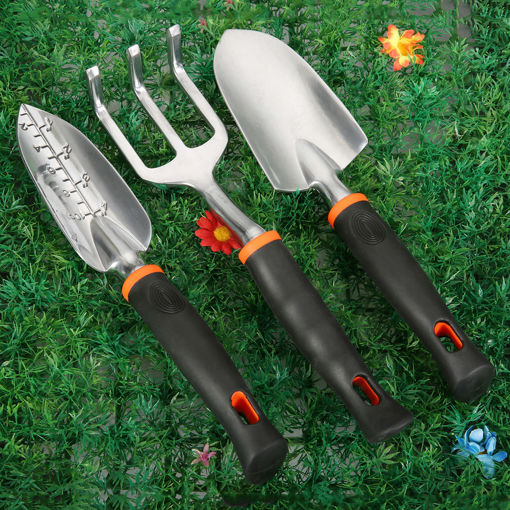 Picture of 3Pcs Aluminum Alloy Hand Tools Harrow Shovel Transplanting Tools Set