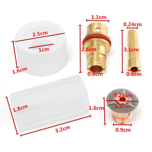 Immagine di 5pcs 3/32 Inch TIG Welding Gun Accessories Copper Mouth Glass Cover For WP-17/18/26 Series